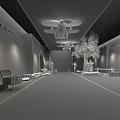 Vintage Cultural Center Interior With Brick Walls Hanging Airplane Models And Historical Exhibition