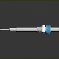 Modern Electronic Component With Cylindrical Metal Body And Blue White Design Accents
