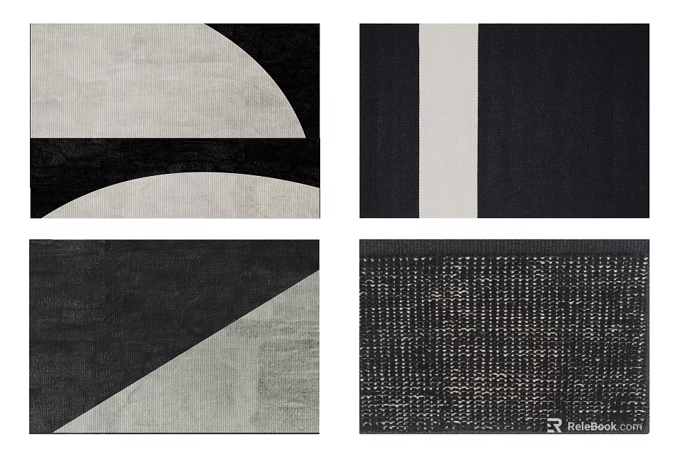 Modern Square Rugs With Black White Geometric Patterns And Abstract Textures 3d model