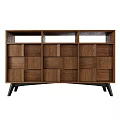 Modern Solid Oak Entryway Cabinet Sideboard With Multiple Drawers And Open Compartments 3d model