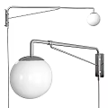 Modern Wall Lamp With Adjustable Metal Arm And White Globe Shade 3d model
