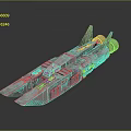 Detailed Futuristic Spaceship Model With Aerodynamic Design Metallic Structure And Thruster Components