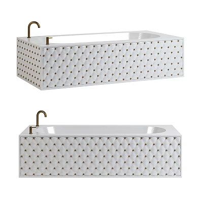 Elegant Modern Bathtub With White Body And Gold Rivet Accents For Bathroom Interior Design 3d model