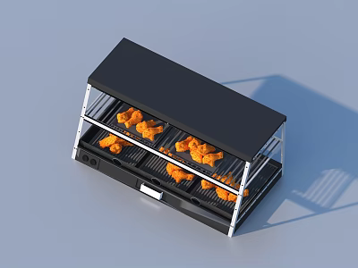 Household Countertop Food Warmer With Black Top Transparent Cover And Orange Snacks 3d model