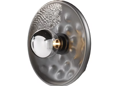 Modern Wall Lamp With Textured Glass Shade And Round Transparent Bulb 3d model