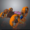 Orange Wheeled Mars Rover Advanced Mechanical Design For Planetary Space Exploration 3d model