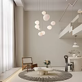 Loft Living Room With Pendant Lights And Minimalist Decor