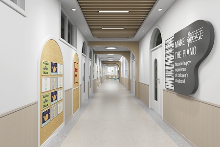 Modern Kindergarten Corridor 3d model