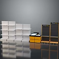 Modern Furniture White Shelves And Yellow Display Racks With Multi Tiered Structure