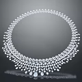 Elegant Sparkling Diamond Necklace With Circular Design And Hanging Diamond Pendants