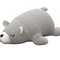 Cute Plush Seal Doll With Black And White Herringbone Pattern Lying Down