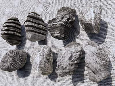 Natural Stone and Wood Samples Featuring Diverse Textures for Decorative Projects 3d model