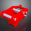 Red Industrial Equipment with White Rollers and Circular Mechanical Components Design