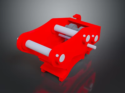 Red Industrial Equipment with White Rollers and Circular Mechanical Components Design 3d model