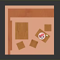 Handmade Teaching Corner Scene With Red Curtains Wall Paintings Rainbow Backdrop Tables And Chairs