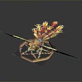 Colorful Decorative Sculpture With Feather Like Wings And Intricate Design Base