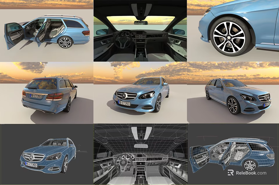 Blue Car 3D Rendered Images With Interior Exterior Wheels And Design Details From Various Angles 3d model 