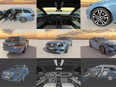 Blue Car 3D Rendered Images With Interior Exterior Wheels And Design Details From Various Angles 3d model