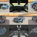 Blue Car 3D Rendered Images With Interior Exterior Wheels And Design Details From Various Angles