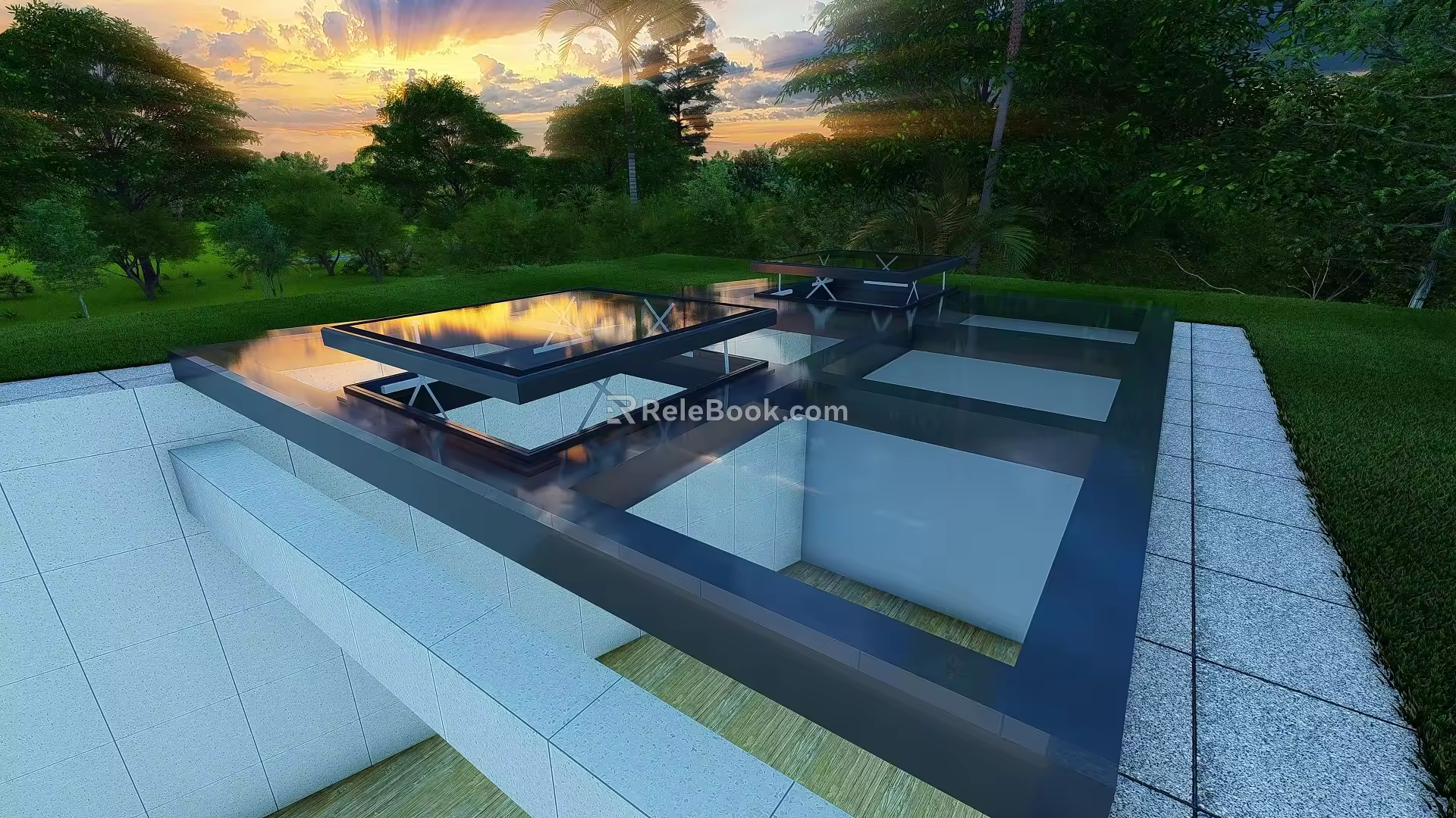 Lighting well parallel rising skylight 3d model