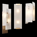 Modern Wall Sconces with White Panel and Brass Frame Warm Lighting Design 3d model