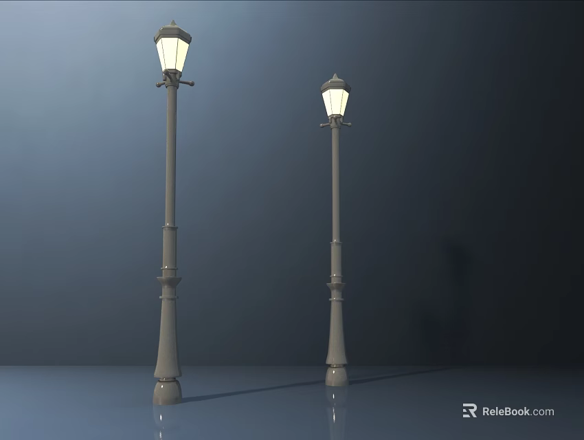 Outdoor Street Lights With Classic Lamp Posts For Nighttime Illumination Design 3d model 