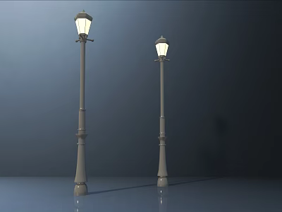 Outdoor Street Lights With Classic Lamp Posts For Nighttime Illumination Design 3d model