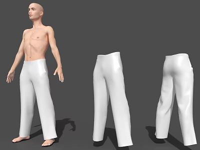 Stylish White Men's Pants Displayed From Front Side And Back Views 3d model Stylish White Men's Pants Displayed From Front Side And Back Views 3d model