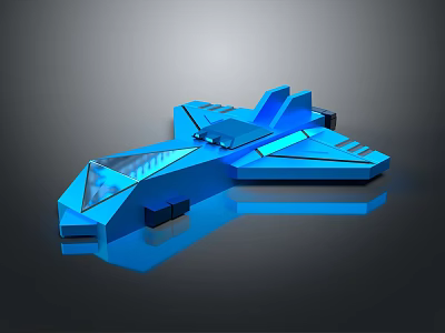 Futuristic Blue Sci Fi Spaceship 3D Model With Geometric Design Transparent Parts And Glossy Surface 3d model