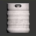 Shiny Metallic Cylindrical Household Item With Ringed Structure And Top Opening