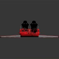 Modern Red Amusement Ride With Four Black Seats For Theme Parks