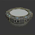 Space Circular Control Panel Featuring Blue Components And White Central Hub 3d model