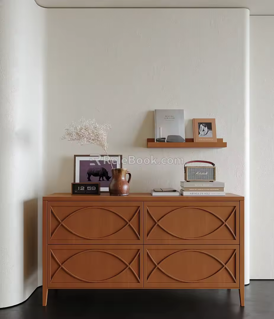 Modern Middle Ancient Style Entrance Cabinet Decorative Cabinet Middle Ancient Style End View Cabinet Vase 3d model
