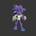 Blue Spiked Hedgehog Game Movie Character With Green Eyes White Gray Armor Holding Red Object