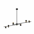 Modern Linear Black Ceiling Pendant Light With Gold Accents And Multiple Lights 3d model
