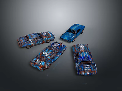 Artistically Designed Custom Cars Featuring Colorful Patterns And Metallic Details 3d model