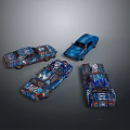 Artistically Designed Custom Cars Featuring Colorful Patterns And Metallic Details