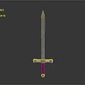 Medieval Sword With Metal Blade And Wooden Hilt Isolated On Gray Background