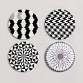 Round Rugs Featuring Various Geometric Patterns and Black White Abstract Designs 3d model