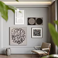 Modern Abstract Paintings For Interior Wall Decor With Geometric Patterns And Line Designs 3d model