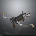 Mechanical Crossbow Weapon With Futuristic Design White Bow Arms And Yellow Red Components
