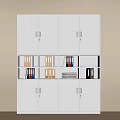White Office File Cabinet Featuring Multiple Locking Doors And Document Storage Shelves