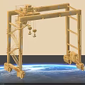 Industrial Mobile Gantry Crane With Ladders Hooks Wheels And Steel Frame Structure