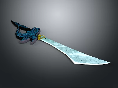 Intricate Fantasy Sword With Blue Decorative Handle And Shiny Silver Blade 3d model