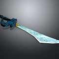 Intricate Fantasy Sword With Blue Decorative Handle And Shiny Silver Blade