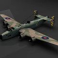 3D Military Fighter Jet With Camouflage Paint Twin Engines Round Insignias and Checkered Tail