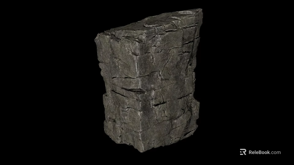 Natural Gray Rock With Rough Surface Texture And Solid Formation Structure 3d model 