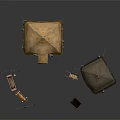 Traditional Camp Scene Components With Tents Wooden Fence And Storage Crates