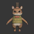 Anthropomorphic Squirrel Character Wearing Top Hat Glasses Bow Tie And Vest