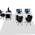 Modern Office Desk Workstation With Computer Monitor Keyboard Mouse And Black Office Chair